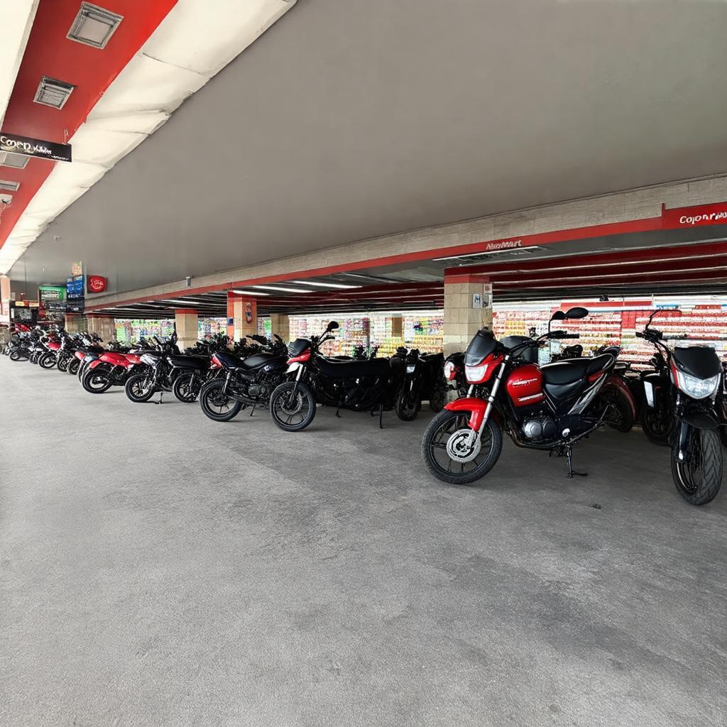 Khu vực bãi giữ xe rộng rãi và tiện lợi cho khách hàng mua sắm tại Coopmart Pleiku